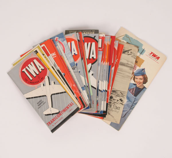 Lot of 40+ TWA airline schedules,