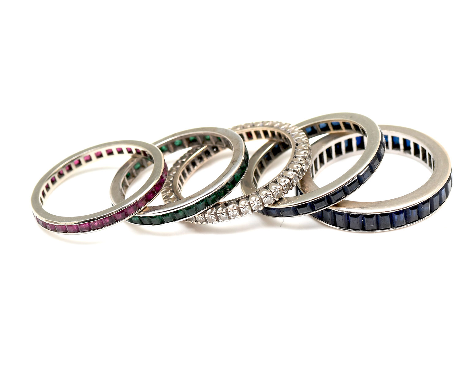 LOT OF 5 14K ETERNITY BANDS: Lot of