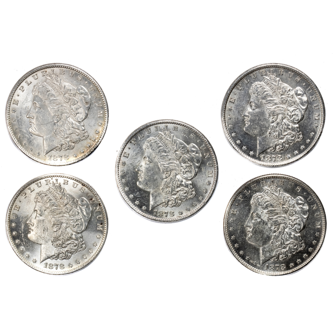 (LOT OF 5) 1878S MORGAN SILVER