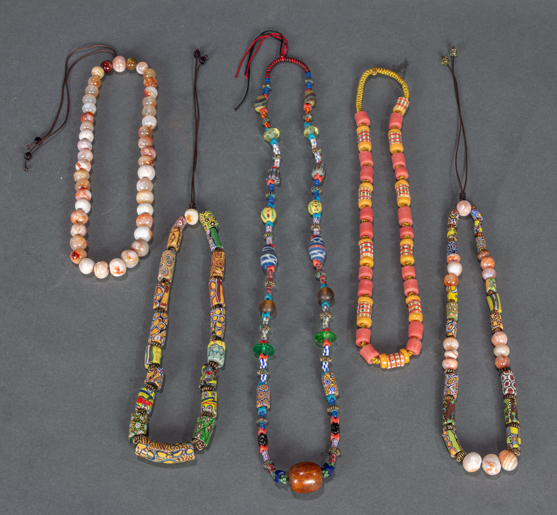 (LOT OF 5) AFRICAN GLASS TRADE BEAD