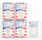 LOT OF 5: AMERICAN SILVER EAGL