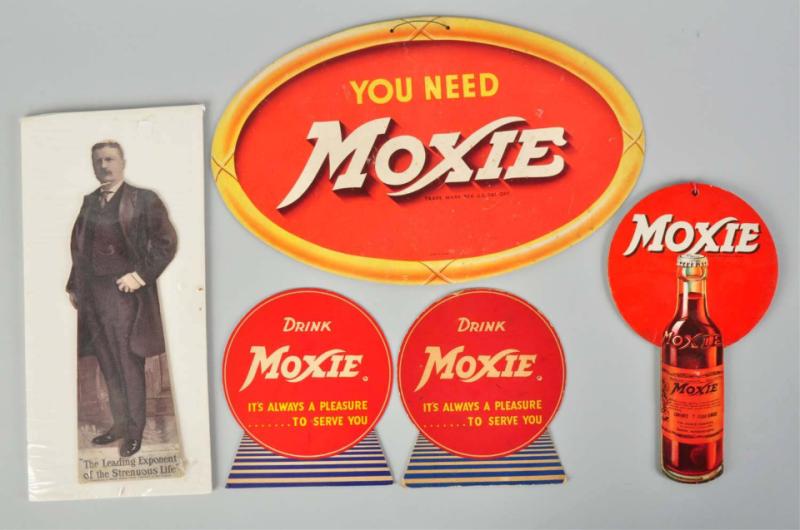 Lot of 5: Cardboard Moxie Signs. 
