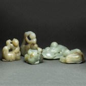 (LOT OF 5) CELADON JADE 'BOY A