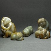 (LOT OF 5) CELADON JADE ANIMAL