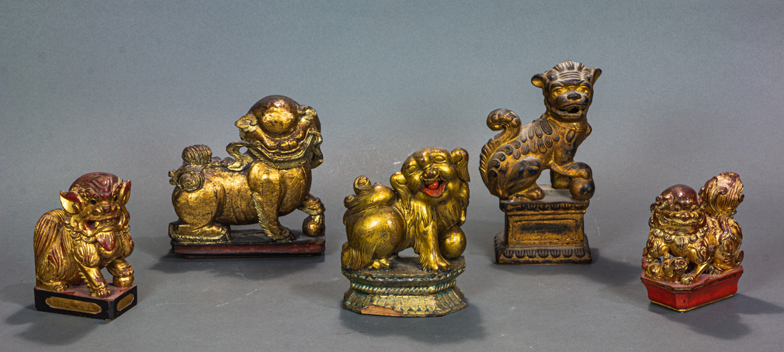 (LOT OF 5) CHINESE GILT LACQUERED