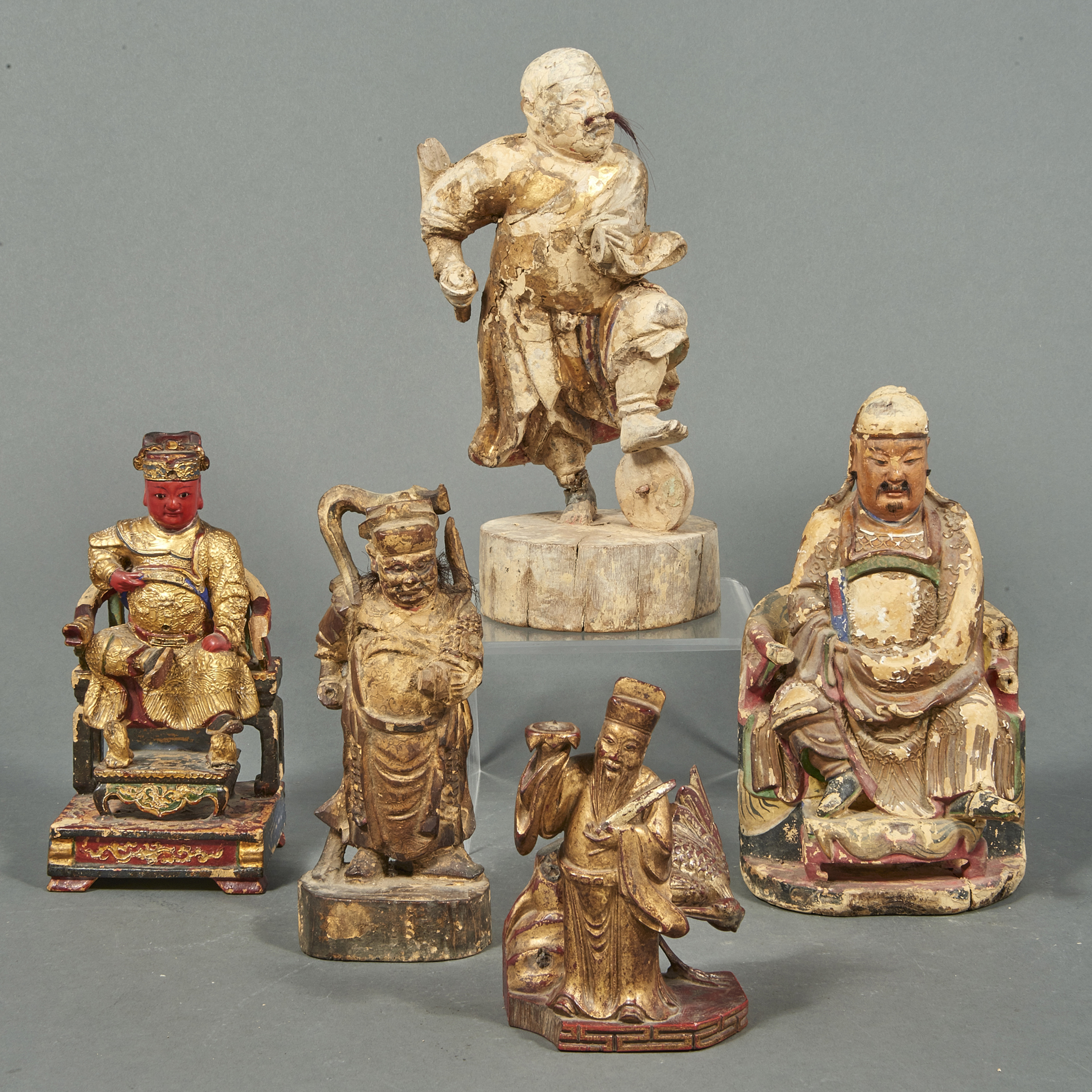 (LOT OF 5) CHINESE GILT LACQUERED