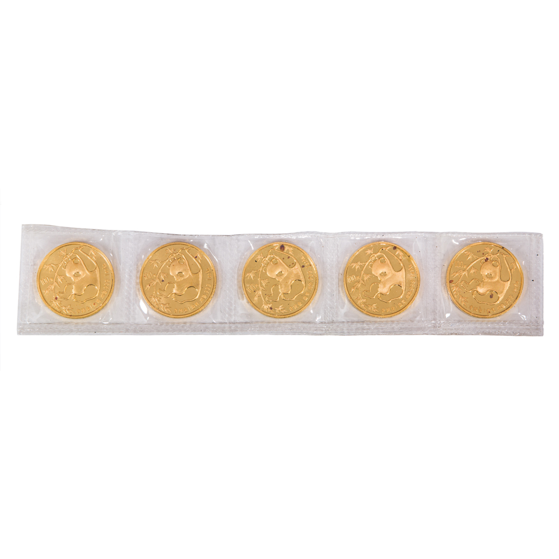 (LOT OF 5) CHINESE GOLD PANDA