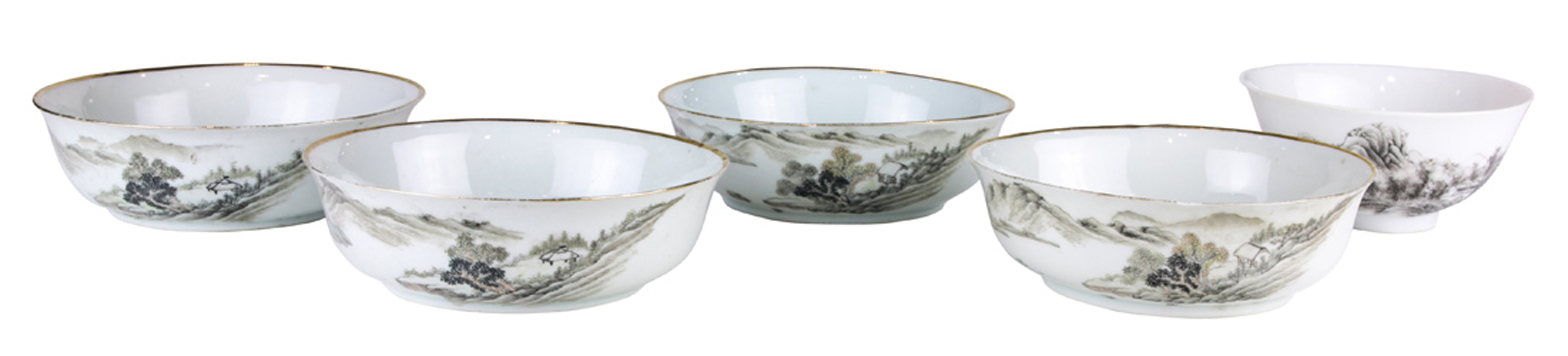 (LOT OF 5) CHINESE GRISAILLE