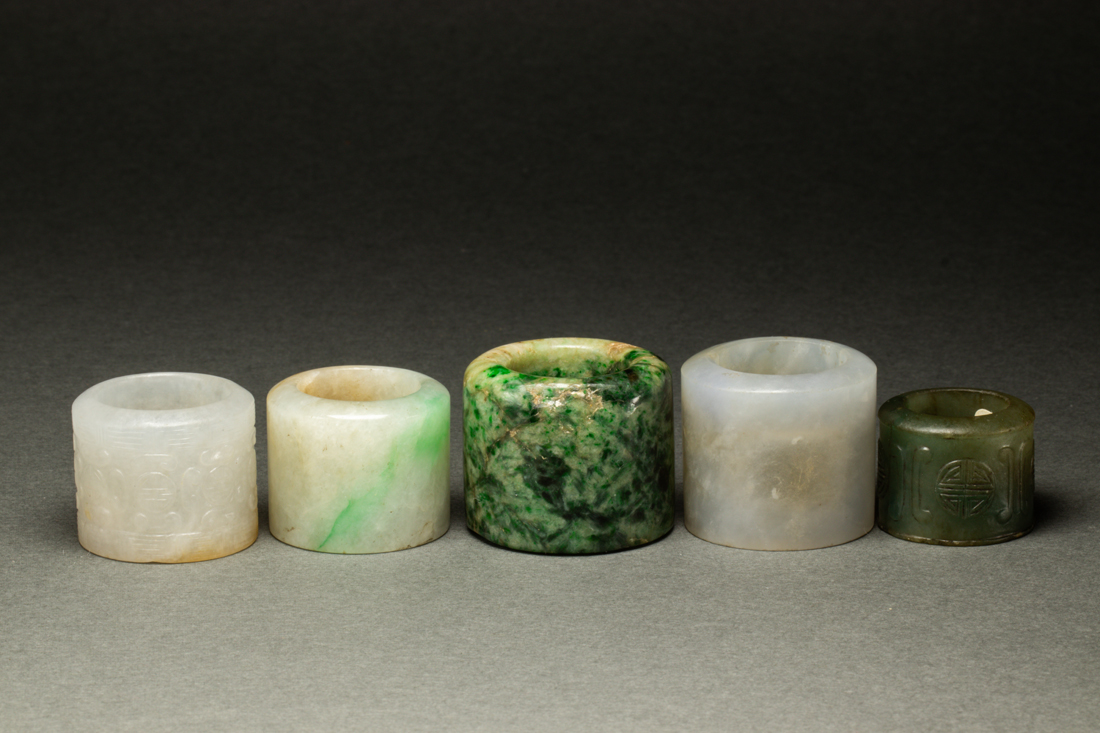 (LOT OF 5) CHINESE JADEITE ARCHER'S