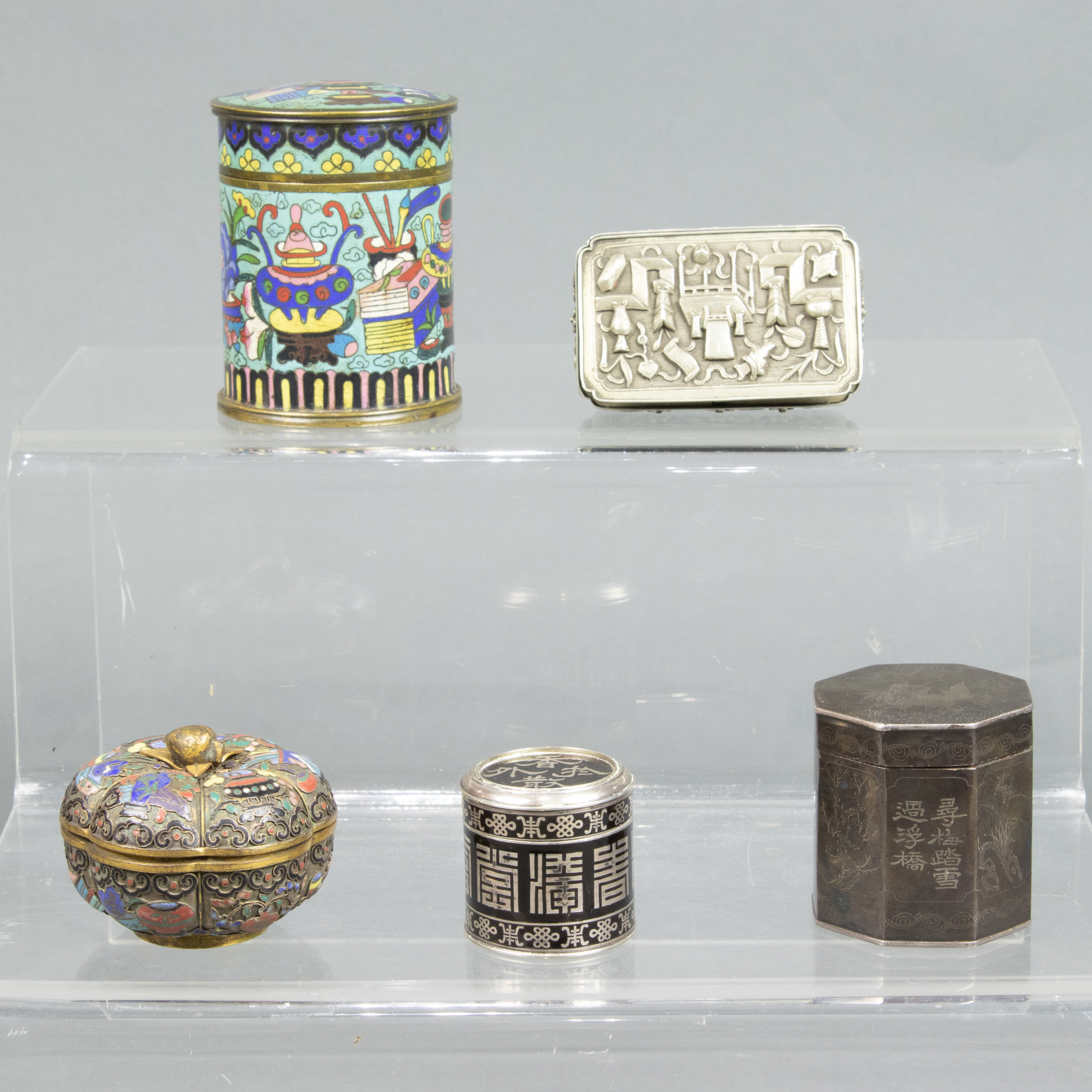 (LOT OF 5) CHINESE METAL OPIUM