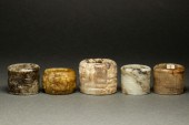(LOT OF 5) CHINESE MOTTLED JAD