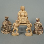 (LOT OF 5) CHINESE WOOD DAOIST