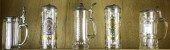 (LOT OF 5) CUT AND ETCHED GLAS