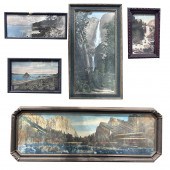 (LOT OF 5) EARLY FRAMED MOUNTA