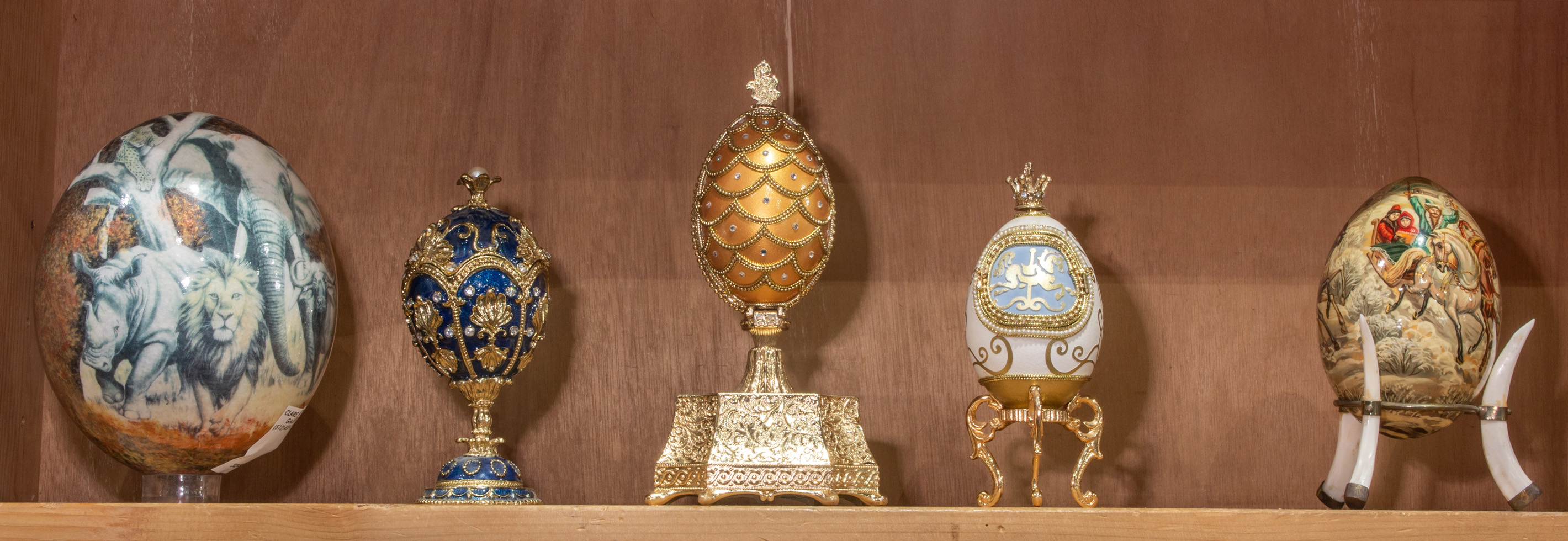 (LOT OF 5) FABERGE STYLE EGG FORM