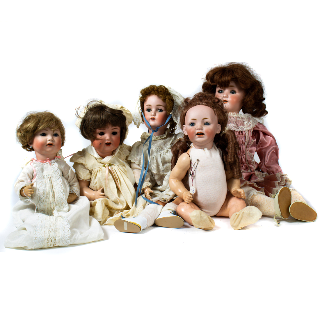 (LOT OF 5) GERMAN BISQUE HEAD