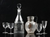 LOT OF 5 GLASSWARE: ETCHED DEC