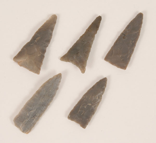 Lot of 5 grey flint triangle