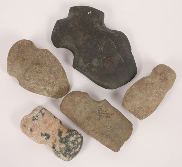 Lot of 5 grooved axes. Largest: