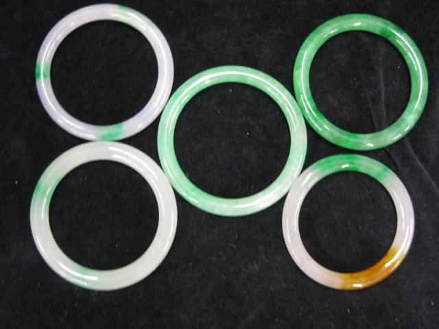 Lot of 5 Jade Bangle Bracelets
