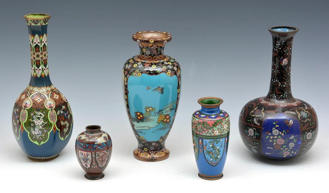 LOT OF 5 JAPANESE CLOISONNE