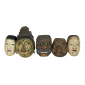 (LOT OF 5) JAPANESE NOH MASKS<