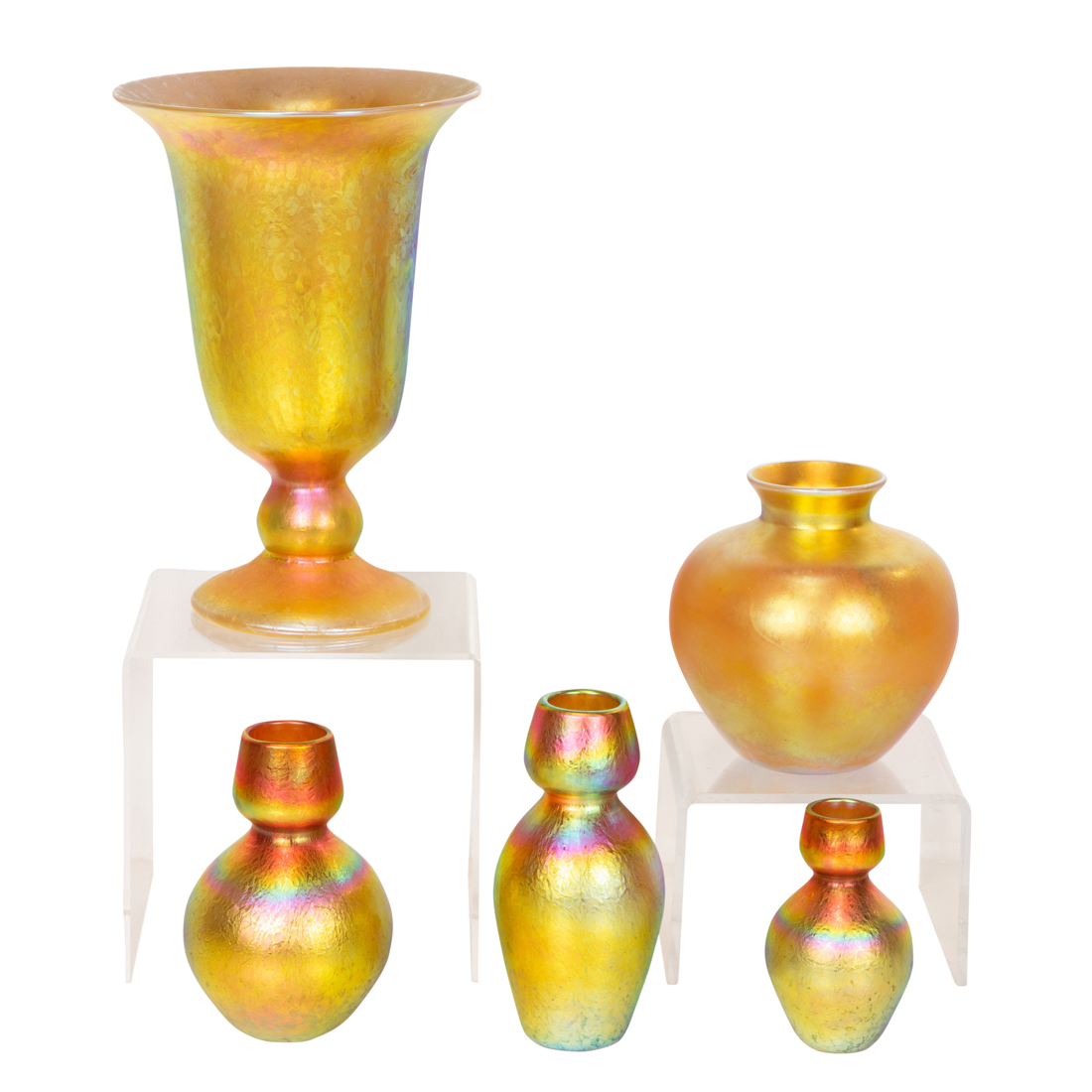 (LOT OF 5) LUNDBERG STUDIOS GOLD