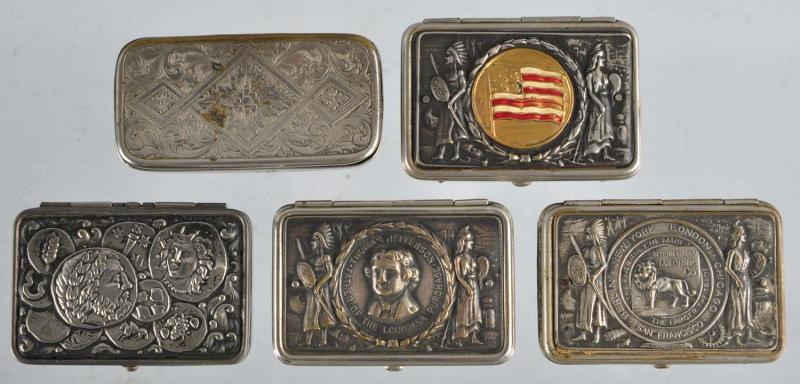 Lot of 5: Match Safes.  Description