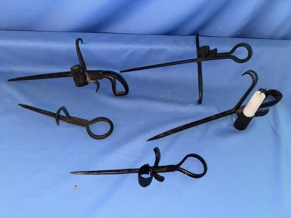 LOT OF 5 MINERS IRON CANDLE