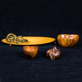 (LOT OF 5) MODERN WOODEN BOWLS