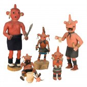 (LOT OF 5) MUDHEAD KACHINAS::