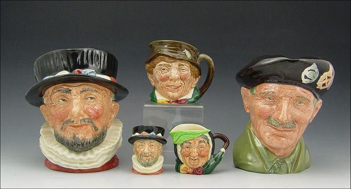 LOT OF 5 ROYAL DOULTON TOBY JUGS: