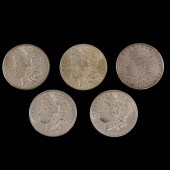 (LOT OF 5) SILVER DOLLARS: 189