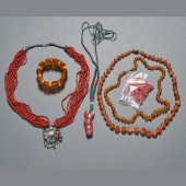 (LOT OF 6) ASIAN AMBER, CORAL,
