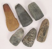 Lot of 6 celts; one flint, one