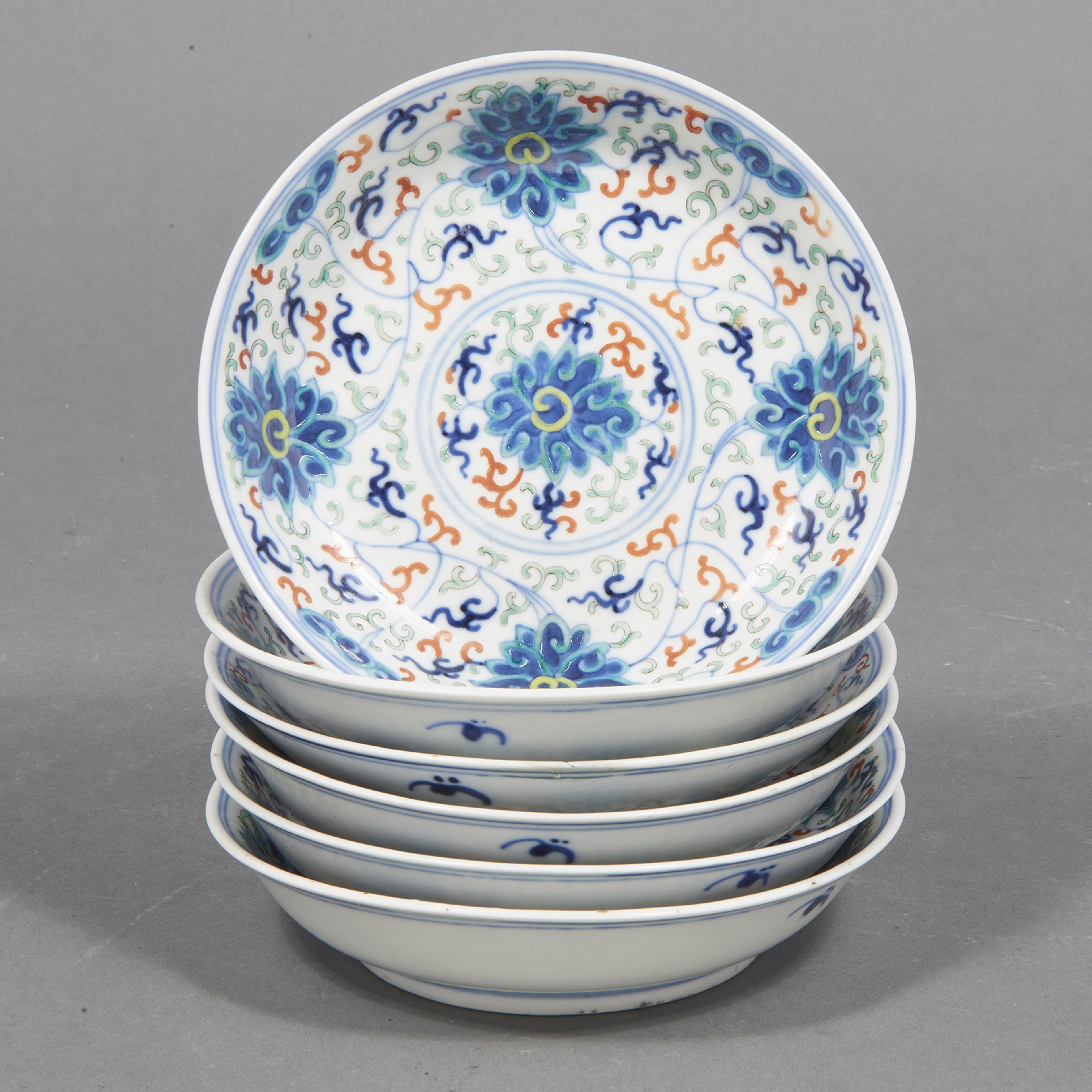 (LOT OF 6) CHINESE DOUCAI SAUCER