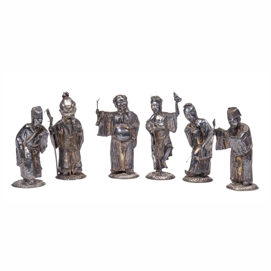 (LOT OF 6) CHINESE SILVER FIGURES