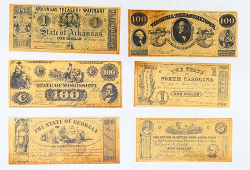 LOT OF (6) CONFEDERATE BILLSTo