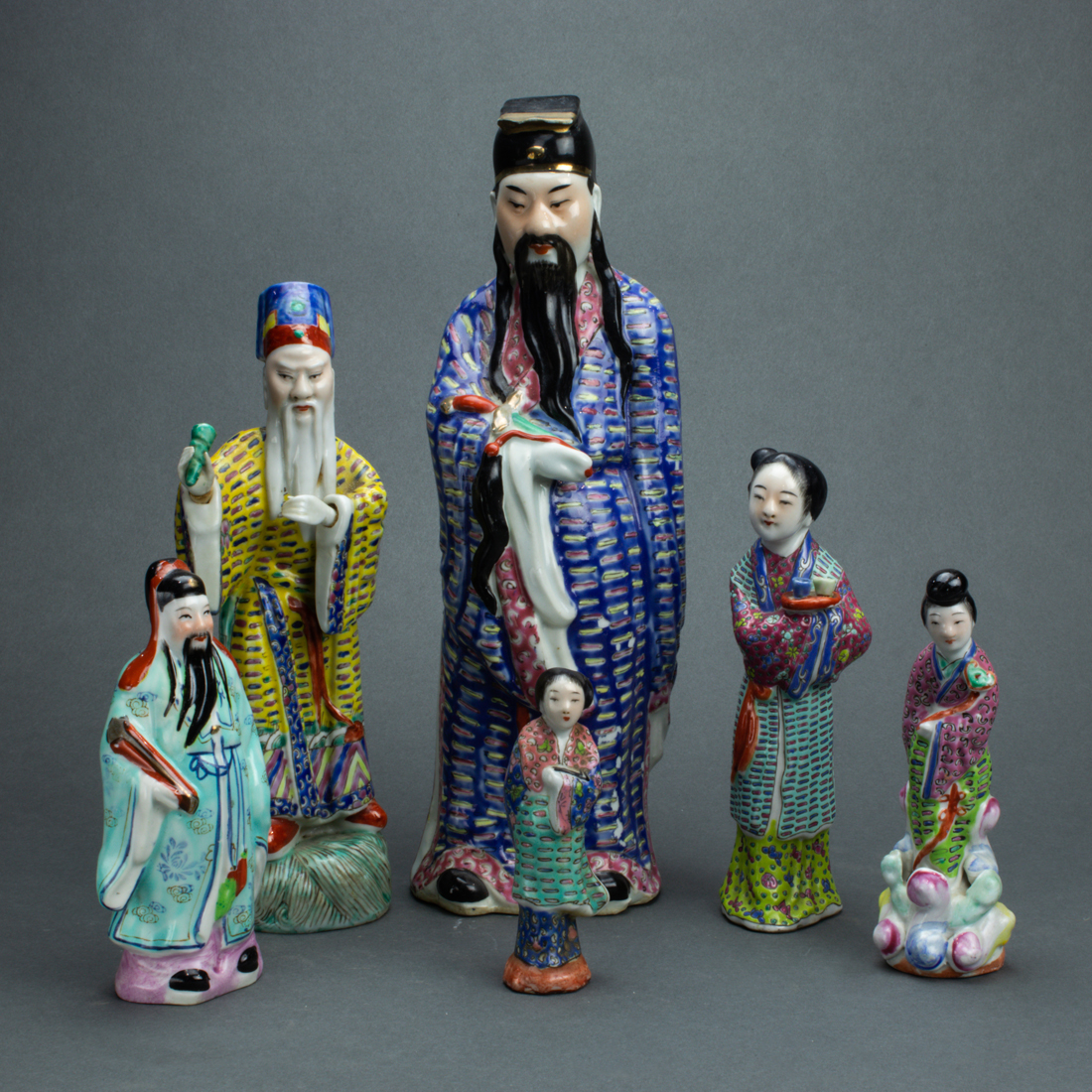 (LOT OF 6) FAMILLE ROSE DAOIST