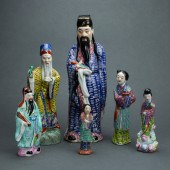 (LOT OF 6) FAMILLE ROSE DAOIST