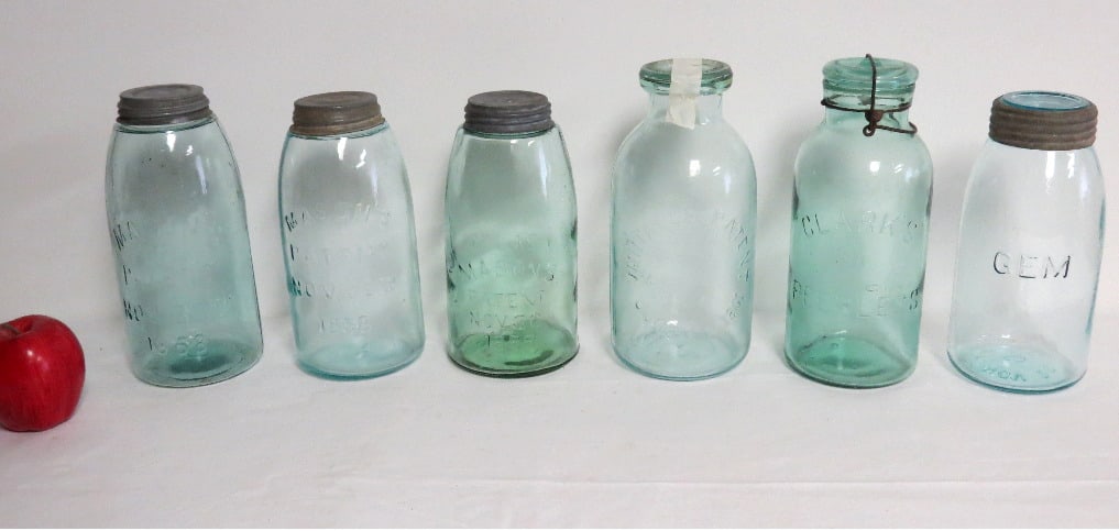 LOT OF 6 HALF GALLON MASON JARS /