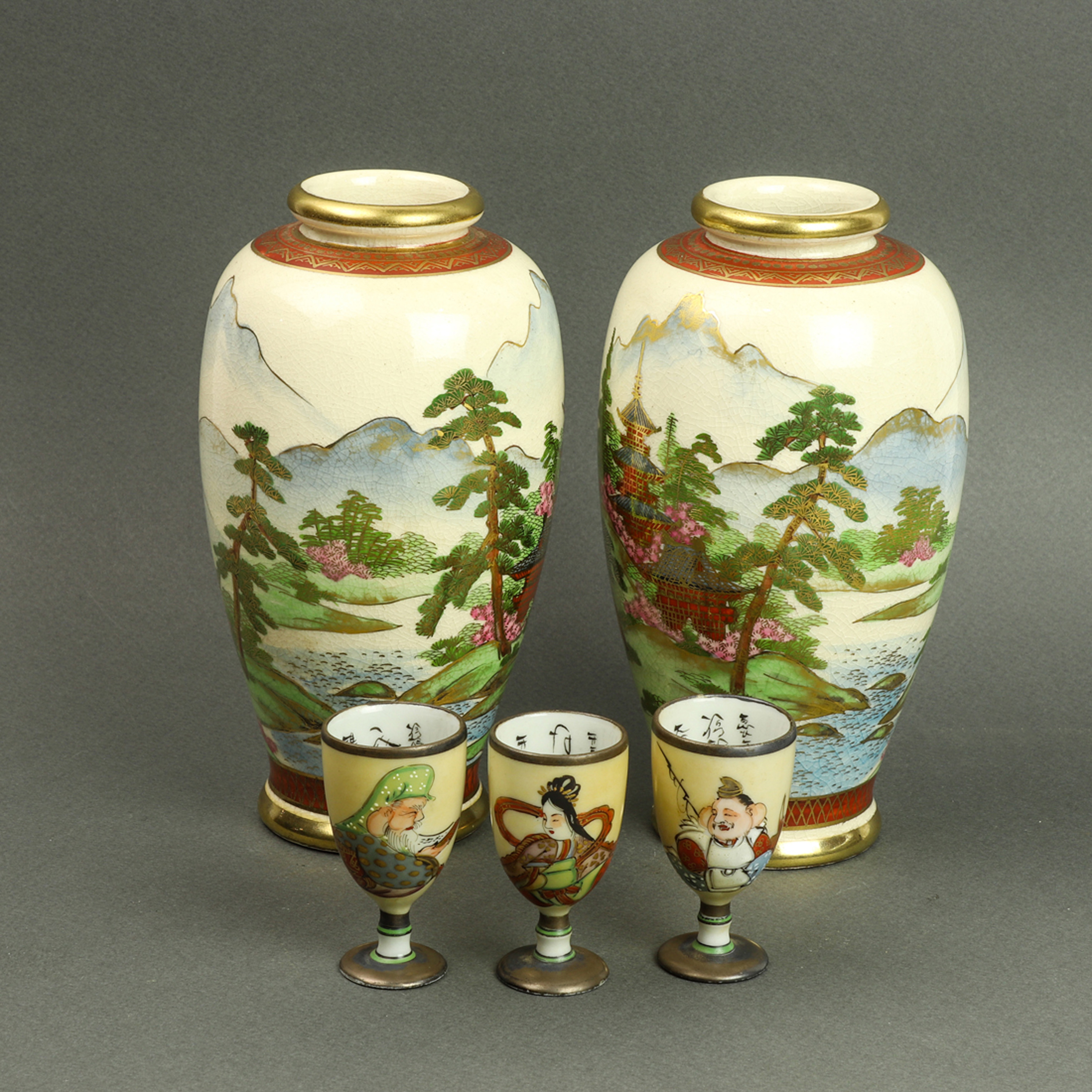 (LOT OF 6) JAPANESE SATSUMA WARES