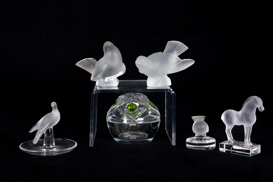 (LOT OF 6) LALIQUE GLASS ANIMALS