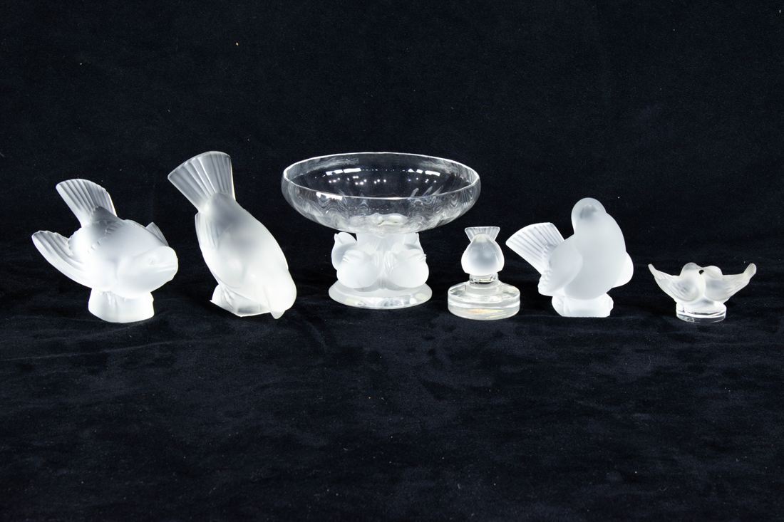 (LOT OF 6) LALIQUE GLASS ANIMALS