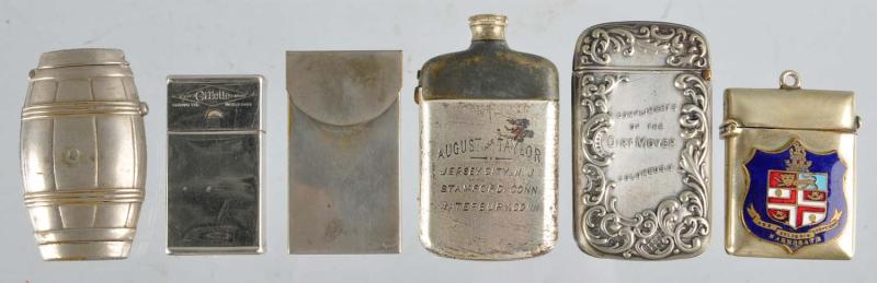Lot of 6: Metal Match Safes. 