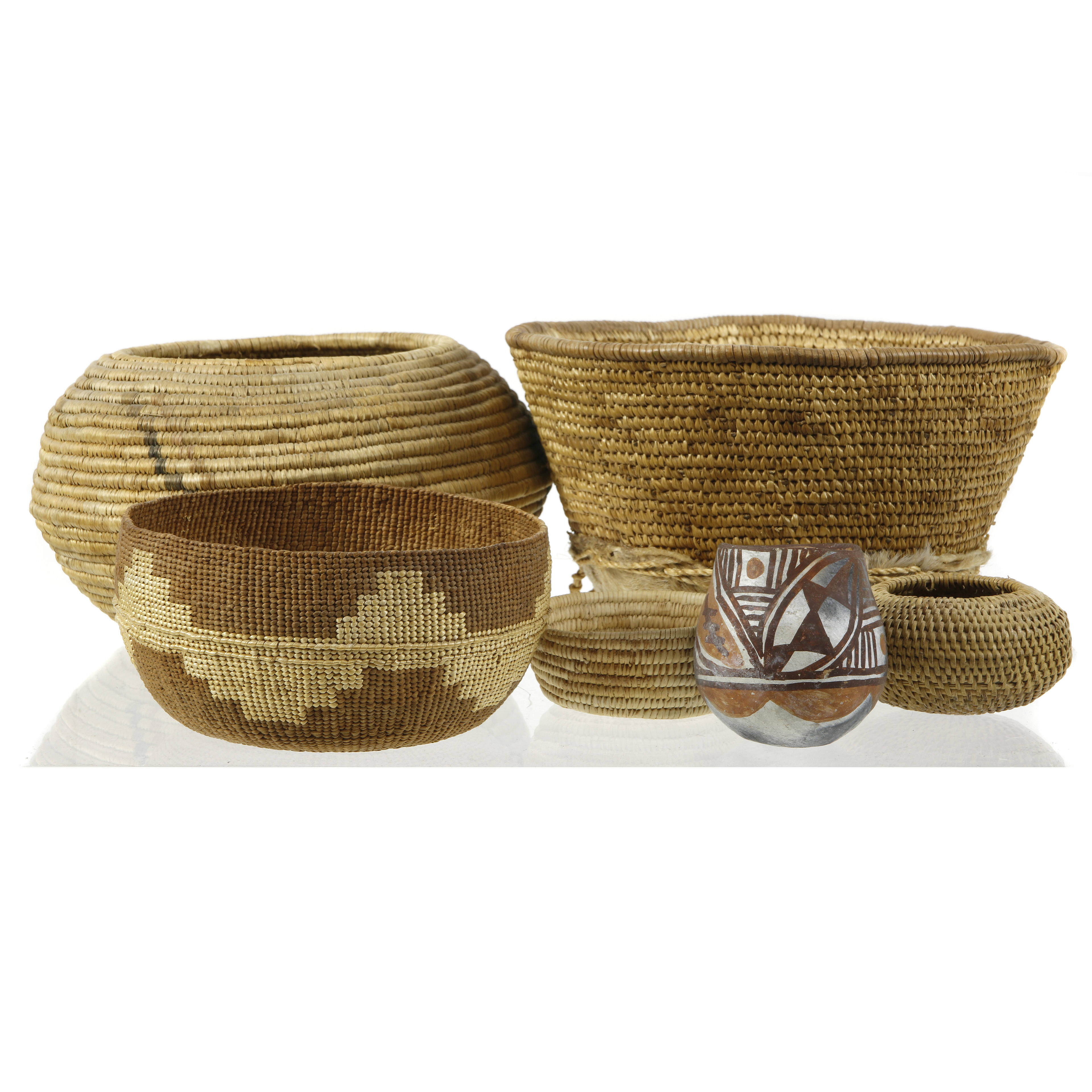 (LOT OF 6) NATIVE AMERICAN BASKETRY