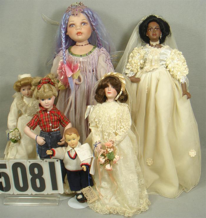Lot of 6 porcelain dolls, 9 - 22