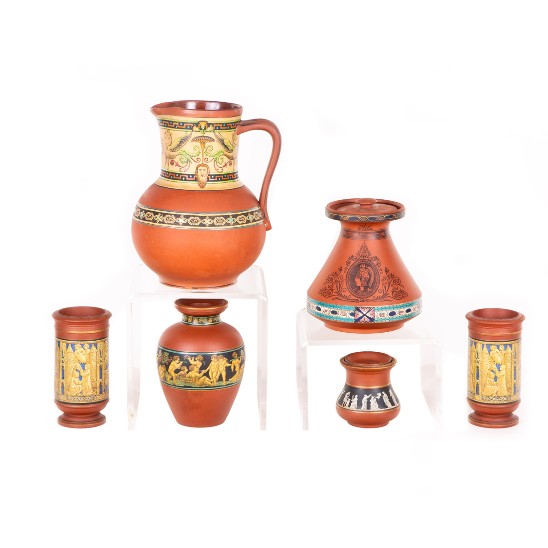 (LOT OF 6) PRATT TYPE TERRACOTTA