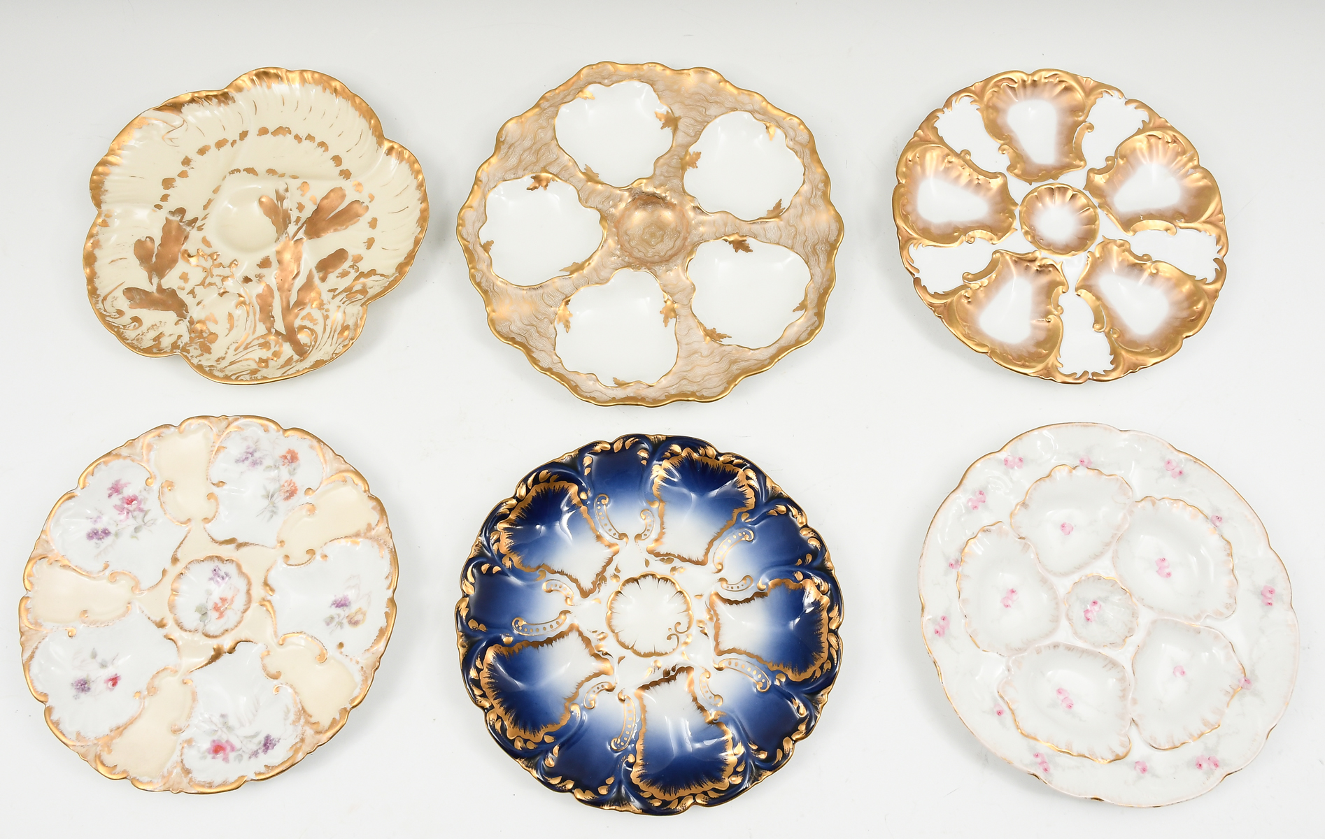 LOT OF 6 RARE OYSTER PLATES:
