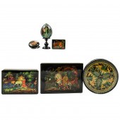 (LOT OF 6) RUSSIAN LACQUER BOX